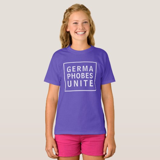 Germaphobes Unite Funny Pandemic Meme T-shirt (Voorkant volledig)