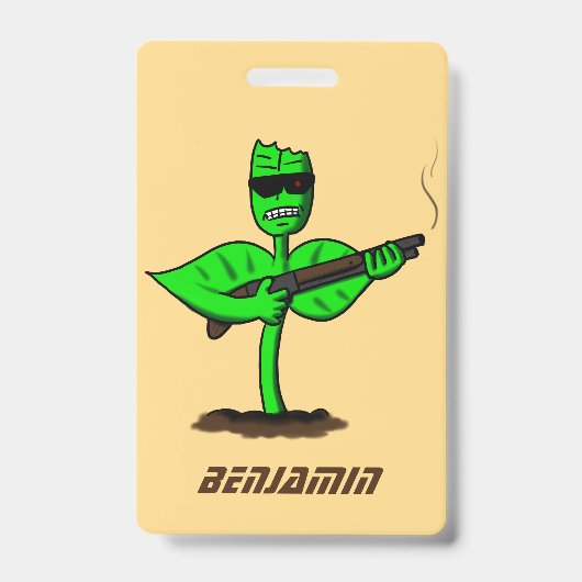 Germinator cyborg plant grappige cartoon badge (Voorkant)