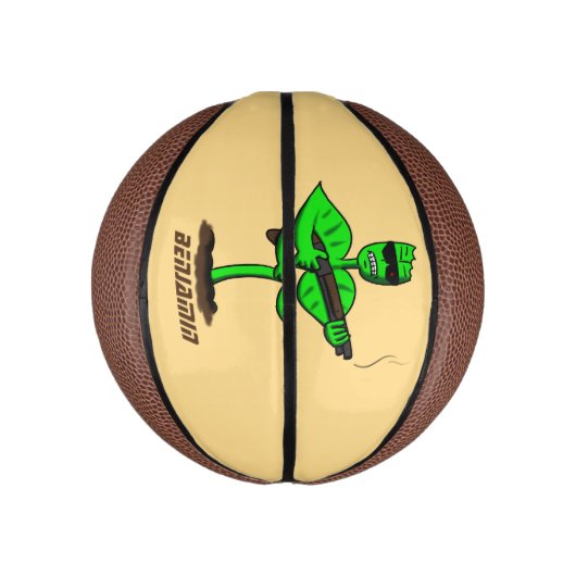 Germinator cyborg plant grappige cartoon basketbal (Verticaal)
