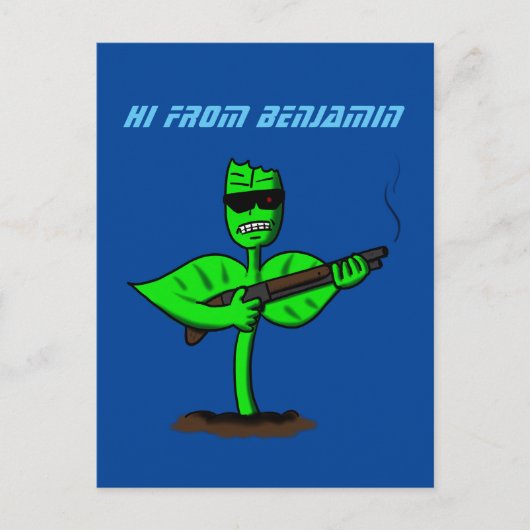 Germinator cyborg plant grappige cartoon briefkaart (Voorkant)
