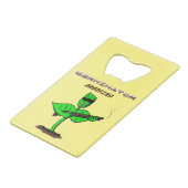 Germinator cyborg plant grappige cartoon creditkaart flessenopener (Achterkant Gekanteld)