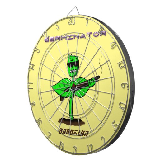 Germinator cyborg plant grappige cartoon dartbord (Voorkant Rechts)