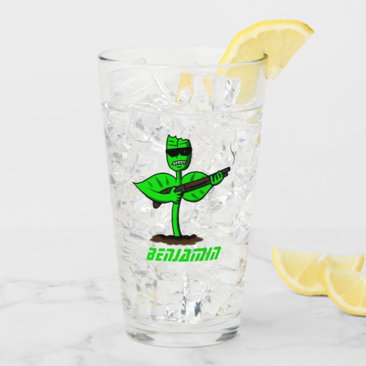 Germinator cyborg plant grappige cartoon glas (Achterkant ijs)
