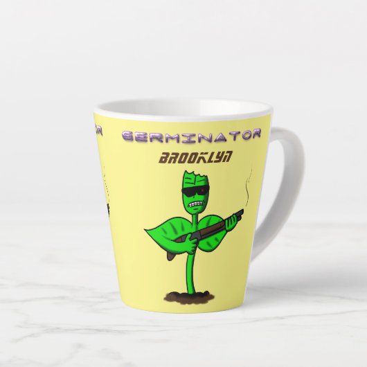 Germinator cyborg plant grappige cartoon latte mok (Rechterhoek)