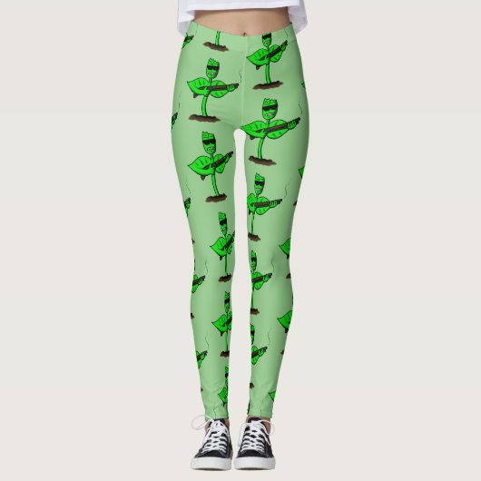 Germinator cyborg plant grappige cartoon leggings (Voorkant)