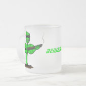 Germinator cyborg plant grappige cartoon matglas koffiemok (Voorkant links)