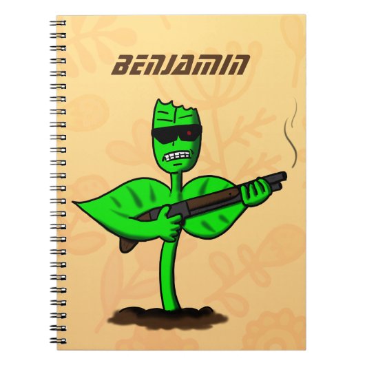 Germinator cyborg plant grappige cartoon notitieboek (Voorkant)