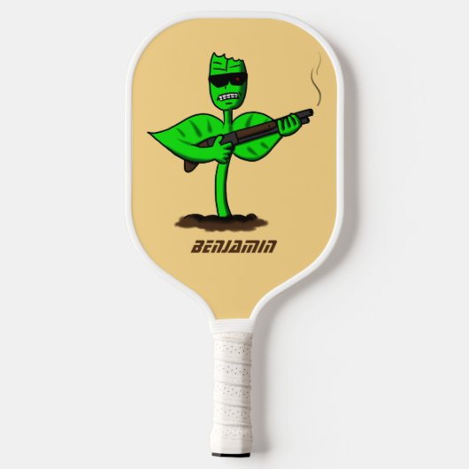 Germinator cyborg plant grappige cartoon pickleball paddle (Achterkant)