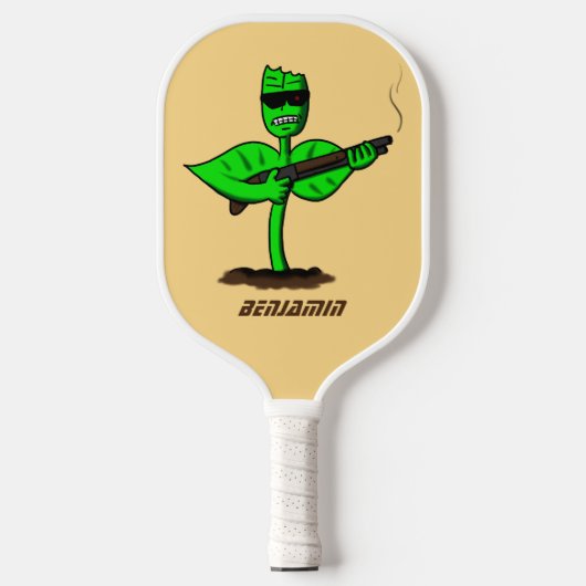 Germinator cyborg plant grappige cartoon pickleball paddle (Voorkant)
