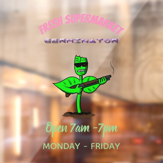 Germinator cyborg plant grappige cartoon raamsticker (Vel 2)