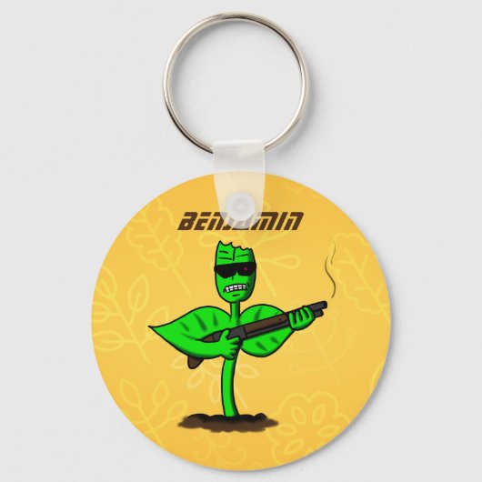 Germinator cyborg plant grappige cartoon sleutelhanger (Voorkant)