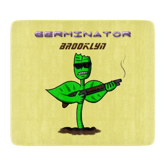 Germinator cyborg plant grappige cartoon snijplank (Voorkant)