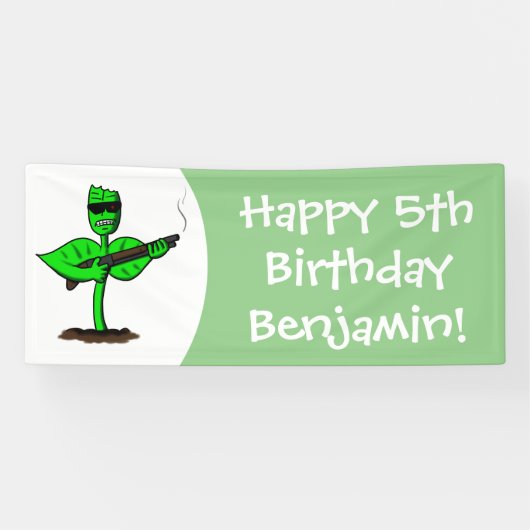 Germinator cyborg plant grappige cartoon spandoek (Horizontaal)