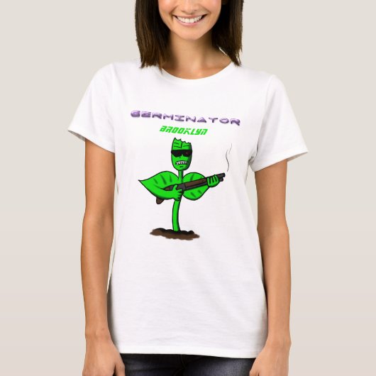 Germinator cyborg plant grappige cartoon t-shirt (Voorkant)