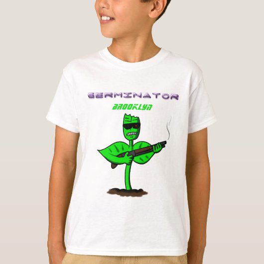 Germinator cyborg plant grappige cartoon t-shirt (Voorkant)