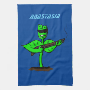 Germinator cyborg plant grappige cartoon theedoek