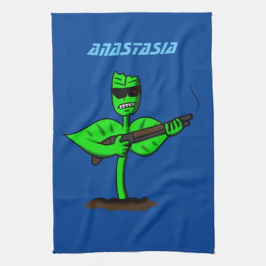 Germinator cyborg plant grappige cartoon theedoek (Verticaal)