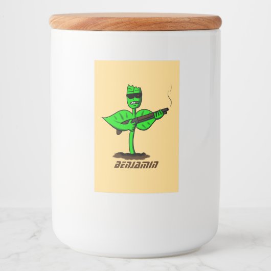 Germinator cyborg plant grappige cartoon voedselcontainer etiket (Voorkant)
