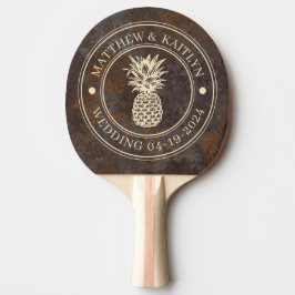 Geroest Metalen Plaat Ananas Trouw Crest & Namen Tafeltennisbatje