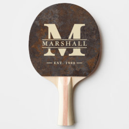Geroest Monogram en naamoverlay van metaalplaat Tafeltennisbatje