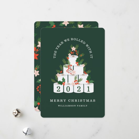 Gerold met het Kerstmis toiletpapier boom groen Feestdagenkaart (Voorkant / Achterkant in situ)