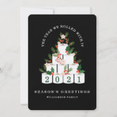 Gerold met het Kerstmis wc papier boom zwart Feestdagenkaart (Voorkant)