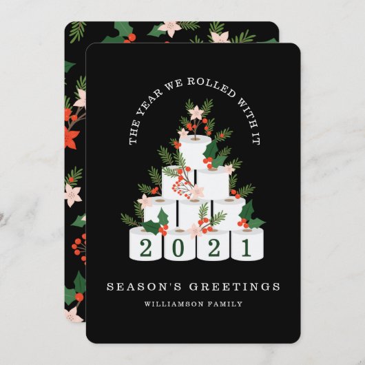 Gerold met het Kerstmis wc papier boom zwart Feestdagenkaart (Voorkant / Achterkant)