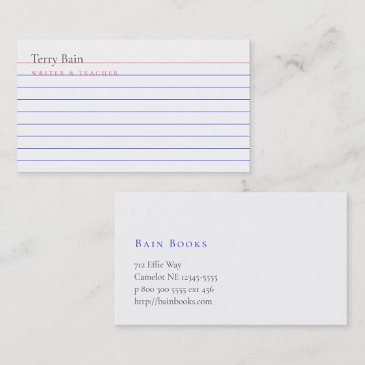 Gerolde / uitgelijnde indexkaart visitekaartje (Voorkant / Achterkant)