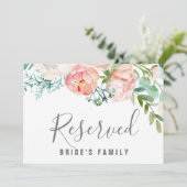 Geromantiseerd Pioen Bloemen Gereserveerd Bord Kaart (Staand voorkant)