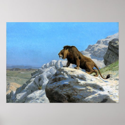 Gérôme - Leeuw op de uitkijk Poster (Voorkant)