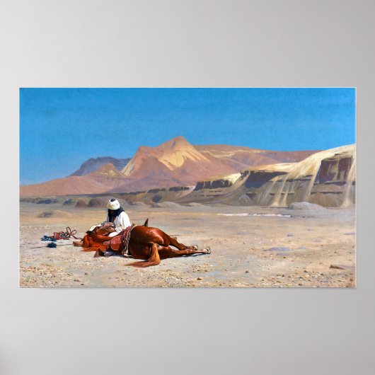 Gérôme - Rider en zijn stoot in de woestijn Poster (Voorkant)