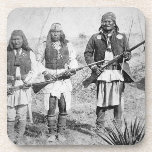 Geronimo en drie van zijn Apache-strijders, 1886 ( Bier Onderzetter (Voorkant)