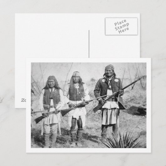 Geronimo en drie van zijn Apache-strijders, 1886 ( Briefkaart (Voorkant / Achterkant)