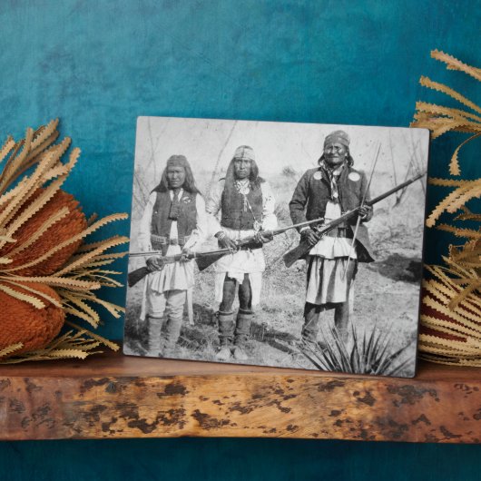 Geronimo en drie van zijn Apache-strijders, 1886 ( Fotoplaat (Zijkant)