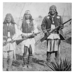 Geronimo en drie van zijn Apache-strijders, 1886 ( Tegeltje