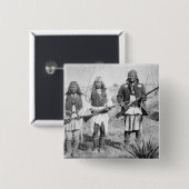 Geronimo en drie van zijn Apache-strijders, 1886 ( Vierkante Button 5,1 Cm (Voorkant /achterkant)