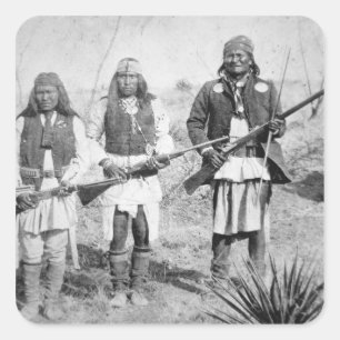 Geronimo en drie van zijn Apache-strijders, 1886 ( Vierkante Sticker