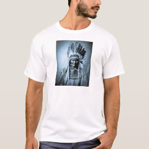Geronimo in Head Dress Cyaan T-shirt
