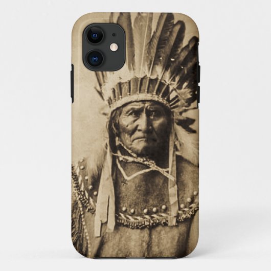 Geronimo in Head Dress  Portret Sepia Case-Mate iPhone Case (Achterkant)