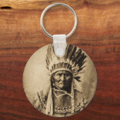 Geronimo in Head Dress  Portret Sepia Sleutelhanger (Voorkant)