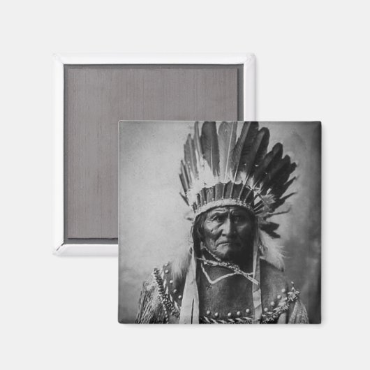 Geronimo in Hoofdjurk  Indiaas Magneet (Voorkant / Achterkant)