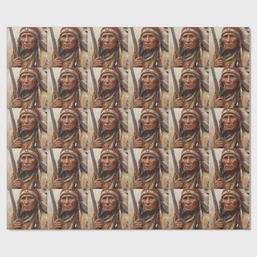 Geronimo Indiaans opperhoofd krijger portret Cadeaupapier (Vlak)