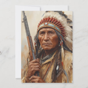 Geronimo Indiaans opperhoofd krijger portret Feestdagenkaart