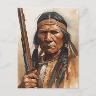 Geronimo Indiaans opperhoofd krijger portret Feestdagenkaart