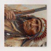 Geronimo Indiaans opperhoofd krijger portret Legpuzzel (Horizontaal)