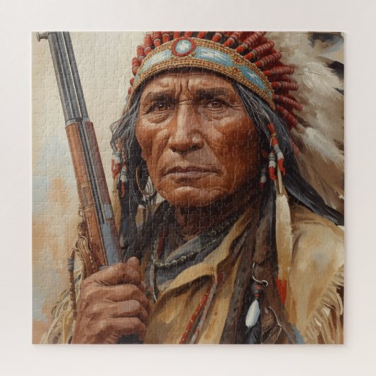 Geronimo Indiaans opperhoofd krijger portret Legpuzzel (Verticaal)