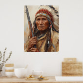 Geronimo Indiaans opperhoofd krijger portret Poster (Keuken)