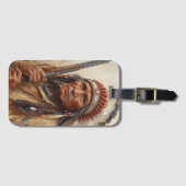 Geronimo Indiaans Stamhoofd Krijger Portret Bagagelabel (Voorkant (horizontaal))