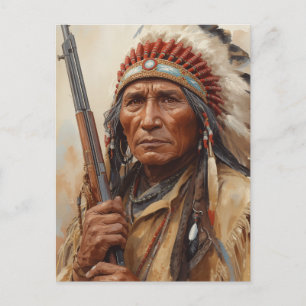 Geronimo Indiaans Stamhoofd Krijger Portret Feestdagenkaart