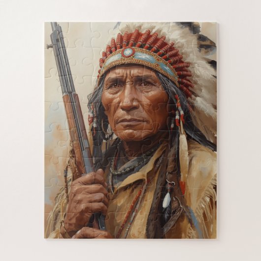 Geronimo Indiaans Stamhoofd Krijger Portret Legpuzzel (Verticaal)